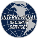 International Security Services logo featuring a globe design with the text "INTERNATIONAL SECURITY SERVICES" prominently displayed.